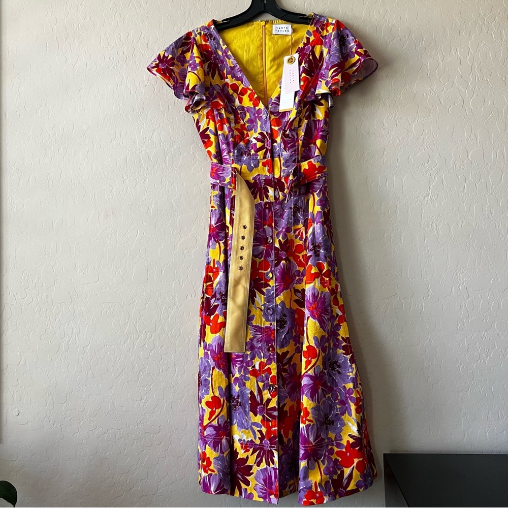 TANYA TAYLOR Inez belted floral midi dress